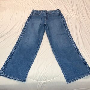 Old Navy Blue Wide-Leg Jeans with Braided Side Trim